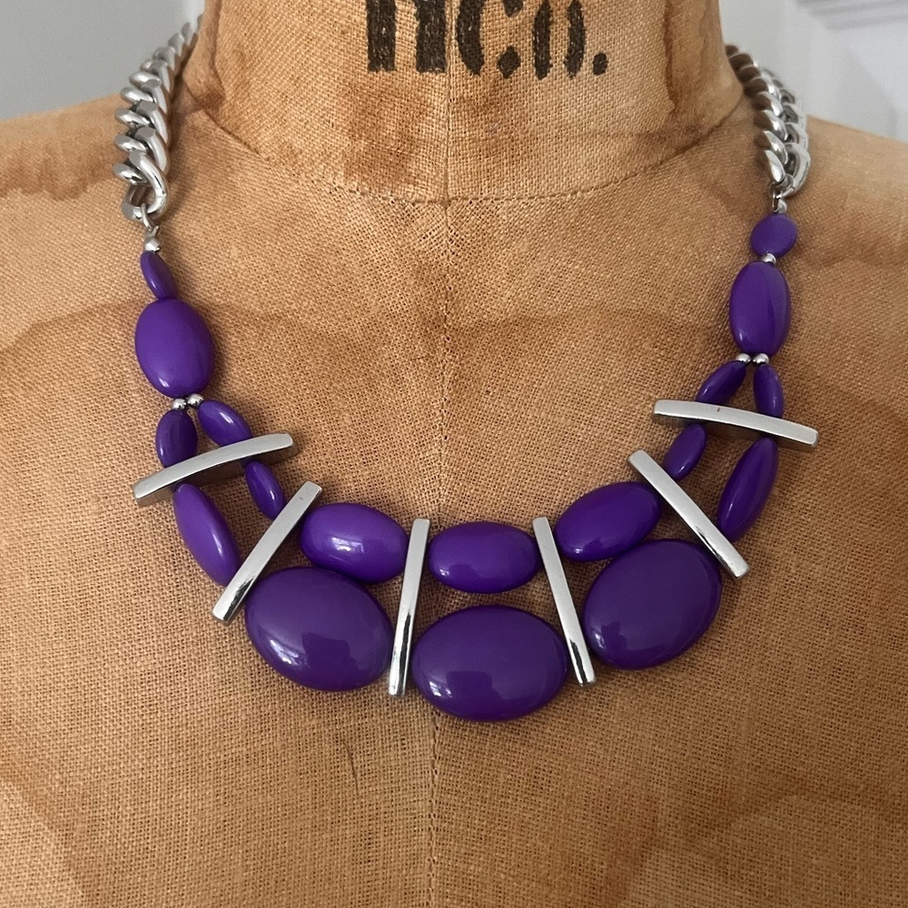 Charming Charlie Purple and Silver Necklace EUC